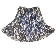 Chicos 2 Large-12 Blue Knit Skirt Flared A-line Ikat Design Made in USA - £17.85 GBP