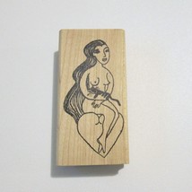 RSP Rubber Stamp Nude Woman On Heart With Cat Art Honolulu Hawaii - £12.04 GBP