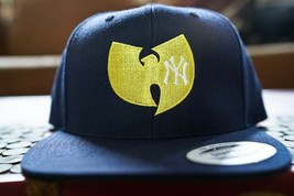 New York Yankees, Wu Tang, 90s Hip Hop, Embroidered Snapback Hat in Blue - £27.49 GBP