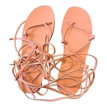 Urban Outfitters Orange Leather Gladiator Sandals Shoes Strappy Laces Sz 10 - £27.63 GBP
