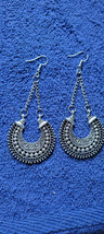 New Dangle Hook &quot;Silver Tone&quot; Pierced Earrings Dressy Collectible Decorate Nice - £11.95 GBP