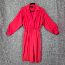 Vintage Alexis Fashions Dress Women M-L? Red Wrap Retro Long Sleeve Lightweight - $23.36