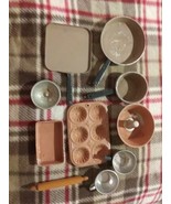 Vintage Tin Metal CHILDREN&#39;S Doll Toy  Dishes COOKWARE PANS Great Lot! - $28.04