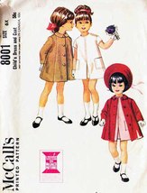 Girl&#39;s DRESS &amp; COAT Vintage 1965 McCall&#39;s Pattern 8001 Size 6X UNCUT - £9.61 GBP