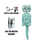 OCEAN WAVES KITTY CAT CLOCK (3/4 Size) 12.75&quot; Green Free Battery Kit-Cat... - £47.68 GBP