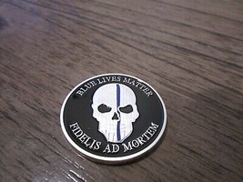 NYPD Thin Blue Line Skull Challenge Coin #451M - £16.61 GBP