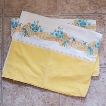 Vintage 1970 Long Bed Pillow Case Cover SET 34x18 Inch Yellow Blue Orange - £12.74 GBP