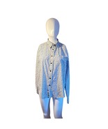 Eighth Avenue White Button Down Shirt Medium Navy Floral Print 100% Cotton - $401.07 MXN