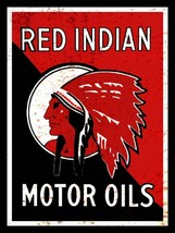 Red Indian Motor Oils Metal Sign - £31.10 GBP