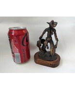 Western Cowboy Brutalist Metal Sculpture Saddle Hat Wood Base Mel Middle... - $1,434.89 MXN