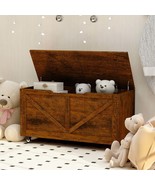 Rustic Brown Wood Storage Chest with Wheels &amp; Safety Hinge (300 lb) - $1,943.99 MXN