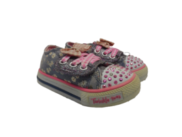 Skechers Girl&#39;s Twinkle Toes Sparks Light-Up Sneakers SN10469N Grey Size 6M - £22.41 GBP