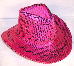 Sequin Hot Pink Cowboy Hat Supply Western Dance Hats Womens Ladies Girls New - £7.63 GBP