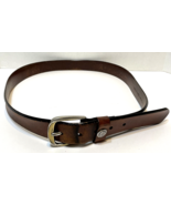 Tommy Hilfiger Mens Distressed Brown Leather Belt 1.5&quot; Wide Size 40 Silv... - £14.48 GBP