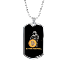  &amp; Chill  Necklace Stainless Steel or 18k Gold Dog Tag 24&quot; Chain - £37.92 GBP+