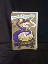1950s 60s Rust Craft HALLOWEEN Greeting Card Purple Witch Unused W/ Envelope USA - £14.51 GBP
