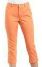 Womens Capris Crop Pants Chaps Orange Slimming Petite Denim Jeans Pants-size 2P - £15.77 GBP
