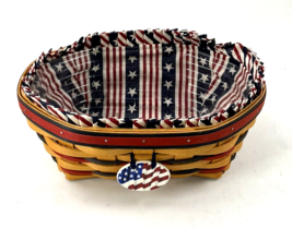 1999 Longaberger Proudly America Flag Handwoven Lined Basket - $29.68