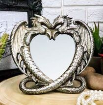 Ebros Double Guardian Lover Dragons Heart Small Vanity Dresser Table Wal... - €23,33 EUR