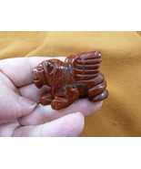 (Y-LIO-GA-WA-712) Red Jasper LION GARGOYLE gemstone carving mythical statue - $327.89 MXN