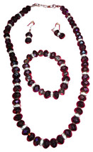 Purple Swarovski Crystal Elements Purple Amethyst Handmade Necklace And Earrings - £157.32 GBP