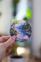Lily Pond Sticker - 3x3 Inch // Waterproof &amp; Durable Vinyl Sticker // Useable as - £2.34 GBP