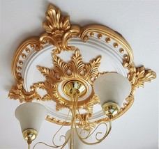 Plaster Ceiling Rose Gold Victorian Floral Leaf 720mm / 28&quot; Hand Made CR7G - $1,669.51 MXN