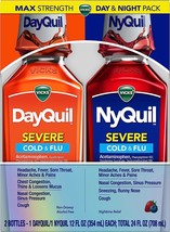 Vicks DayQuil &amp; NyQuil Severe Cold &amp; Flu Max Strength Berry Liquid, Combo Pack - £27.97 GBP