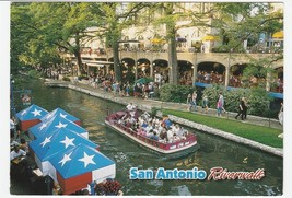 Postcard San Antonio Riverwalk Texas Open Air Barge Boat Continental Card - £4.72 GBP