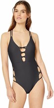 Jessica Simpson Plunging Strappy One-Piece Swimsuit Black Sz L New - £73.47 GBP