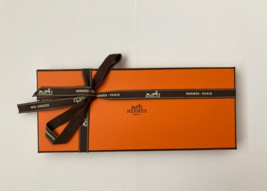 Hermes Orange Gift Box with Ribbon Rectangular Cardboard 10&quot; x 4&quot; - £39.22 GBP