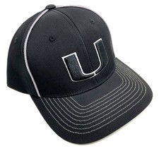 Blackout Miami Hurricanes U Logo Black Curved Bill Adjustable Hat - £22.67 GBP