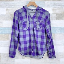 Clemson Tigers Columbia Hooded Doublecloth Shirt Purple Gray Plaid Womens XS - $29.69