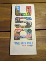 Vintage 1964 AAA USA Travel A New World See The USA Travel Map Brochure - £23.67 GBP