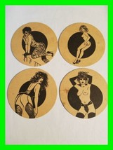 4x Vintage Retro Erotic Drink Coasters Sexy Girls Nude Pin Up Risque Girl  - £19.46 GBP