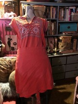 Anthropologie Free People Fabulous Orange Embroidered Dress Size M - £28.02 GBP