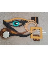 Unique Custom AQUA Iris Abstract Eye Wood Wall Sculpture Wall Art Decor ... - £231.27 GBP