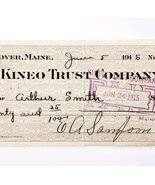 1915 Kineo Trust Company Bank Check E.A. Sampson Dover Maine Signed 7094... - $28.01 CAD