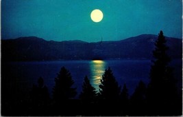 California Nevada Lake Tahoe Vintage Postcard Moonlight 1968 Plastichrome - £12.37 GBP