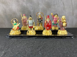 Vintage Hand Painted Set of 7 Miniature Chinese Immortals with Stand - $67.32