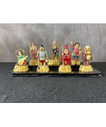 Vintage Hand Painted Set of 7 Miniature Chinese Immortals with Stand - £52.95 GBP
