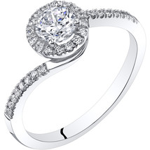 14K White Gold Bypass Style Engagement Ring - £207.82 GBP