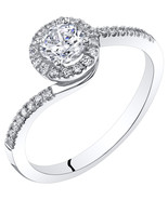 14K White Gold Bypass Style Engagement Ring - €224,24 EUR