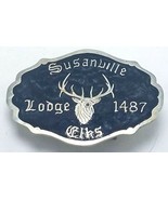 Vtg Silver Tone &amp; Enamel Susanville California CA Elks Lodge Belt Buckle... - $24.36