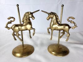 Two Brass Unicorn Carousel Figures - £35.98 GBP