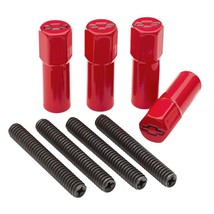 67-86 SBC 305 327 350 Valve Cover Hex Nuts RED w/ BOWTIE (Set of 4) - £15.94 GBP