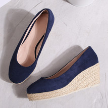 Princess Kate&#39;s Same Suede Wedge Single Shoes Women&#39;s Shallow Mouth Espadrilles  - £40.02 GBP