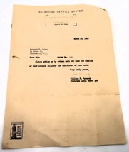 Vtg WW2 Selective Service Letter 1945 Cobleskill Upstate NY Ephemera Hom... - $15.00