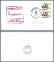 1981 US Cover - First Flight American Air, New York to St John&#39;s, Antigua C10 - £2.36 GBP