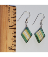 Solid Sterling 925 Silver Handcrafted Earrings with Faceted Fluorite Stones - $19.80